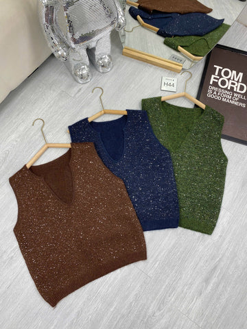 Sequined knit vest