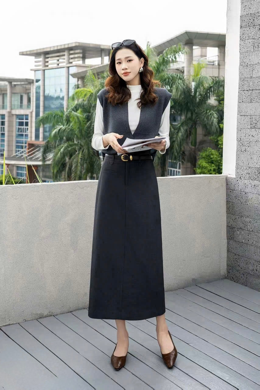 High-Waisted A-Line Maxi Skirt