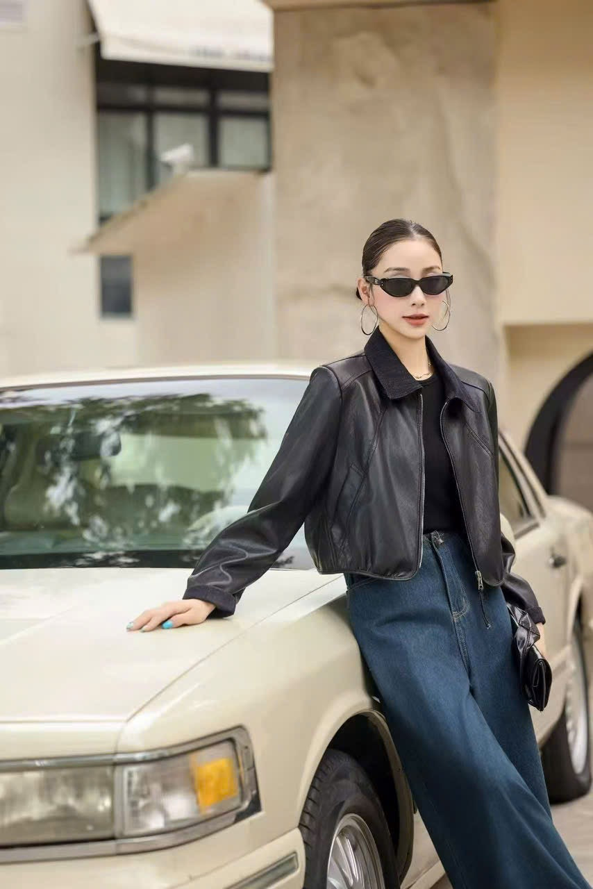 Cropped Faux Leather Jacket