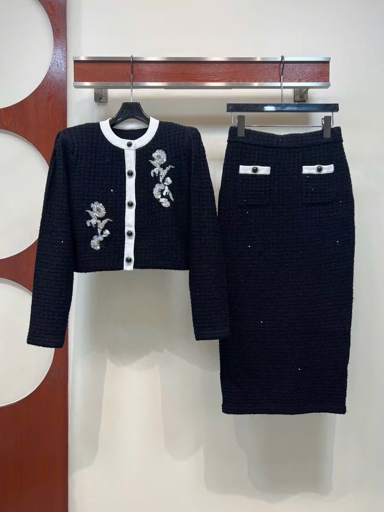 The Luxe Embroidered Tweed Knit Suit