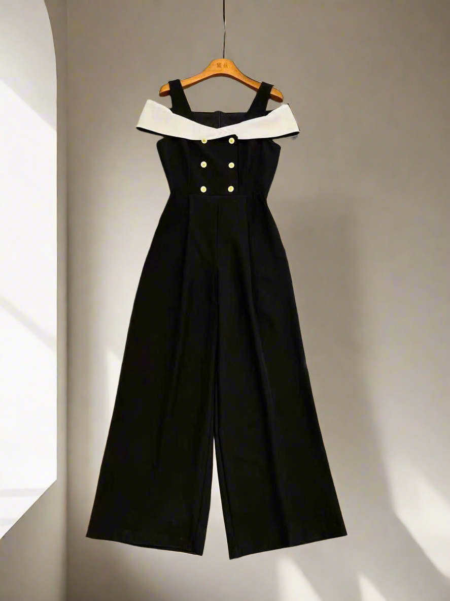 Off-shoulder Double-Breasted Jumpsuit