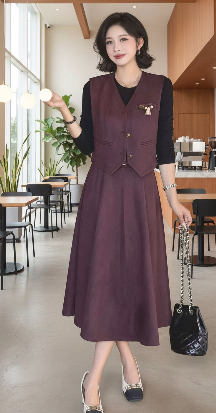 Two-Piece Vest and Skirt Set