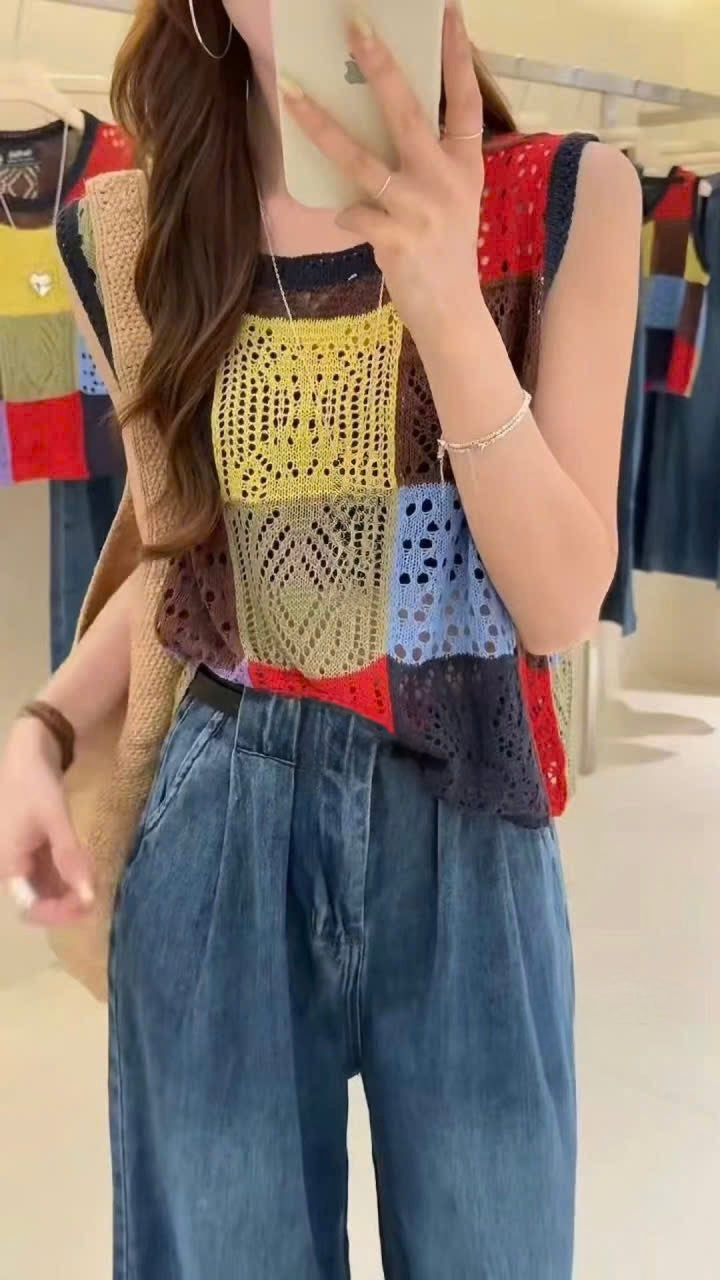 Patchwork crochet shirt