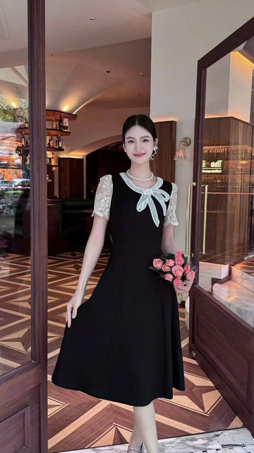 Lace Bow A-Line Dress
