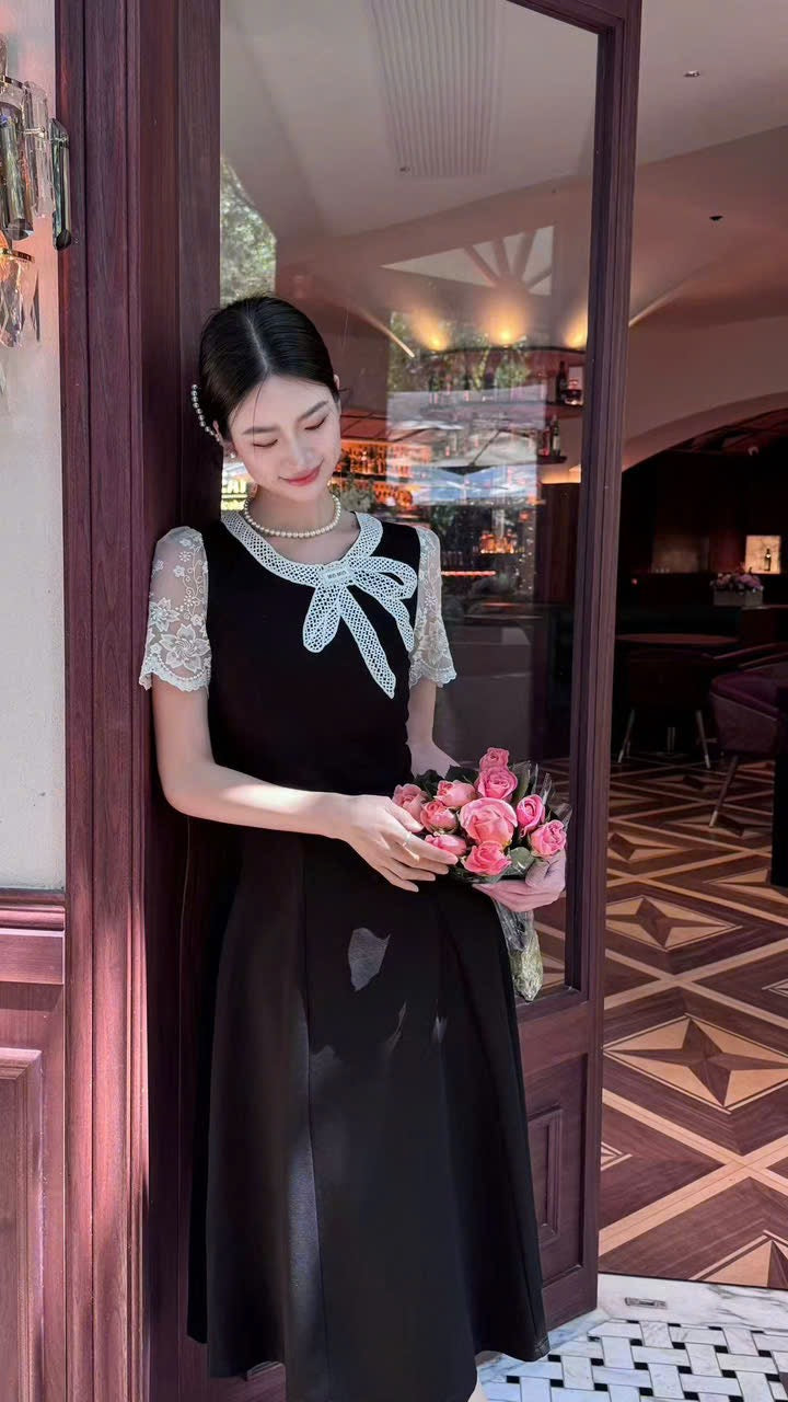 Lace Bow A-Line Dress
