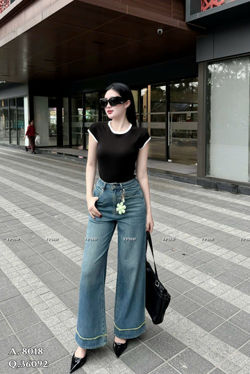 Flare Jeans With Fold Up Pattern