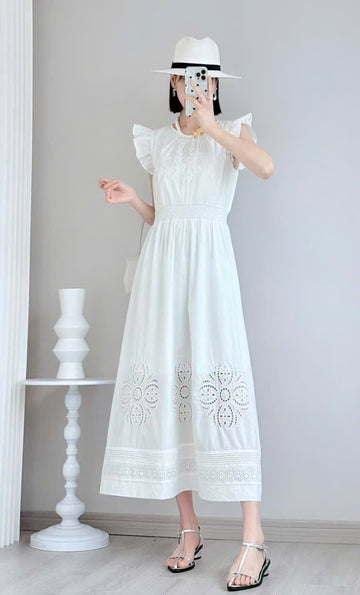 Embroidery white dress