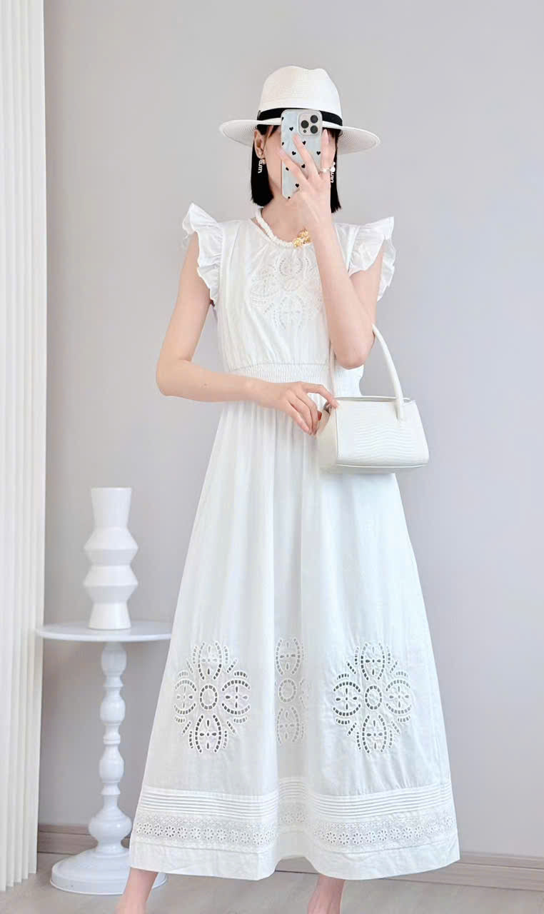 Embroidery white dress